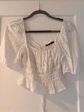 Zara tie-back cropped shirt